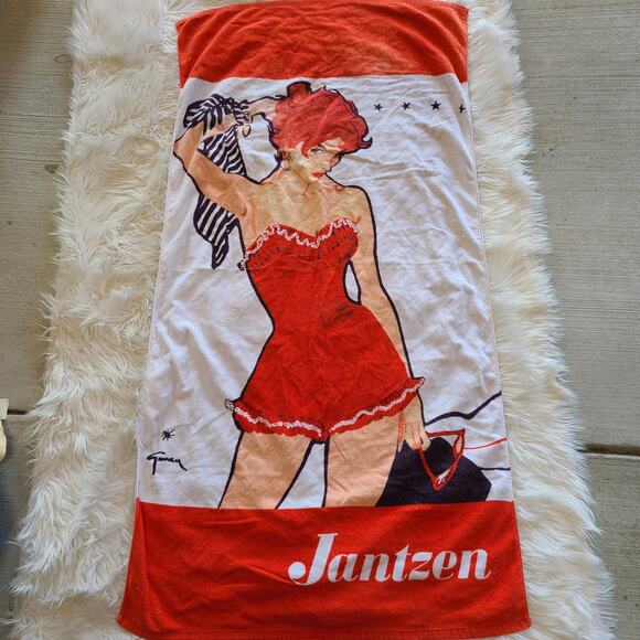 Jantzen Other - Vintage Jantzen Beach Towel Pinup 50's Rene Gruau Redhead Retro Swimwear Wrap